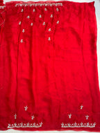 Red Fendy Silk Saree with Intricate Handwork Embroidery – Designer Party Wear
