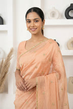 Peach Shimmer Handwork Crepe Georgette Saree