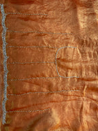 Royal Zari Women's Rust Orange Fendy Silk Saree with Elegant Handwork Butti