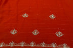 Royal Zari Exclusive: Rust Orange Georgette Handwork Saree with Unstitched Blouse