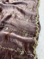 Stunning Copper: Fendy Silk Saree with Exquisite Zardosi Handwork