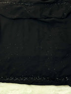 Royal Zari Premium Jet Black Hand-Embroidered Georgette Saree with Scalloped Cutdana Border